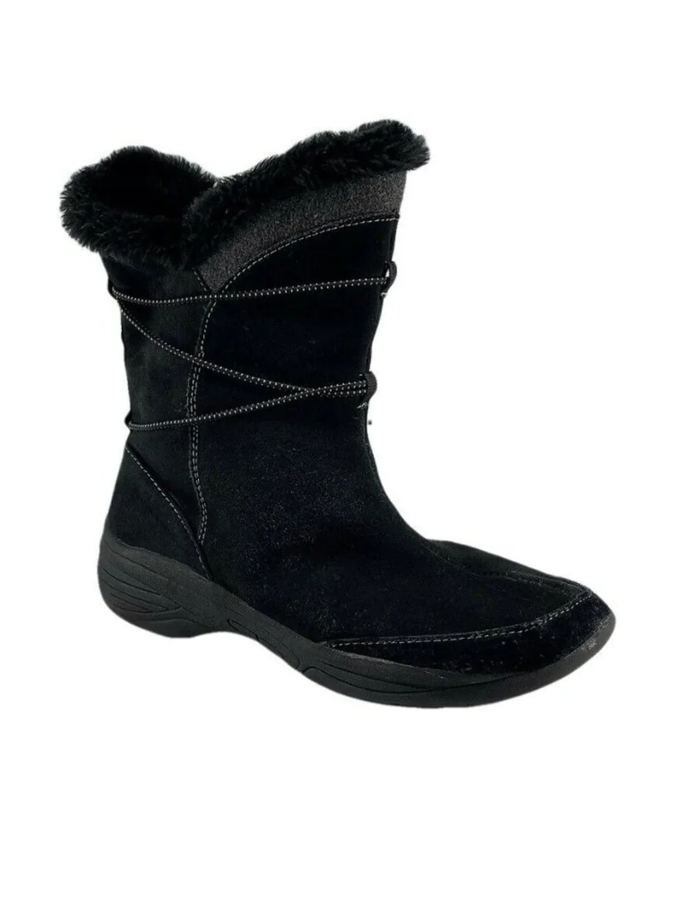 CROFT & BARROW Womens Waterproof Black Suede Winter Boots Size 7